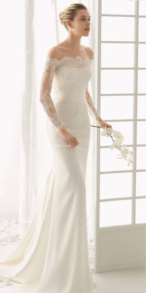 off the Shoulder Wedding Dress with sleeves